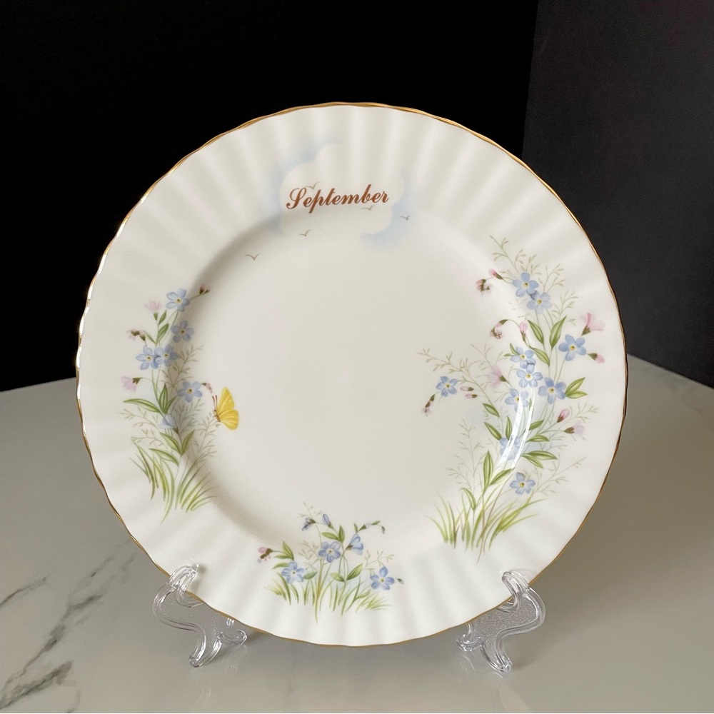 September "Forget-Me-Nots" Wildflower Plate of the Month by Royal Albert